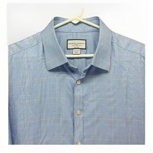 Charles Tyrwhitt Dress Shirt Mens XL 17.5/44 Blue‎ Non-Iron Long Sleeve Slim Fit